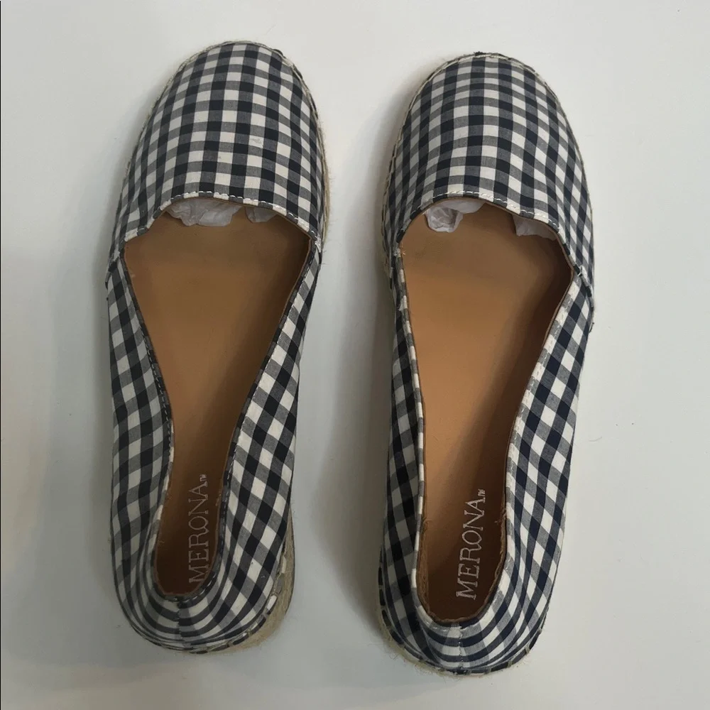 Gingham Espadrilles Navy and White Merona Sonya Size 8